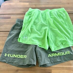 Under Armour Fitted & Loose Green Neon Shorts Bundle 2pc.